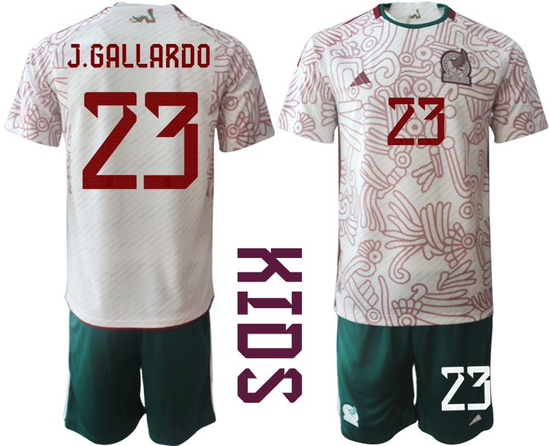 Youth 2022 World Cup National Team Mexico away white #23 Soccer Jersey->youth soccer jersey->Youth Jersey